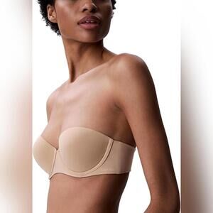 NWT Calvin Klein Perfectly Fit Strapless Convertible Push-Up Bra, Bare Nude, 30C